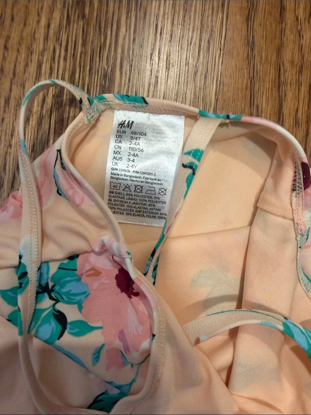 H&M Cream Floral One-Piece Swimsuit with Ruffle Hips